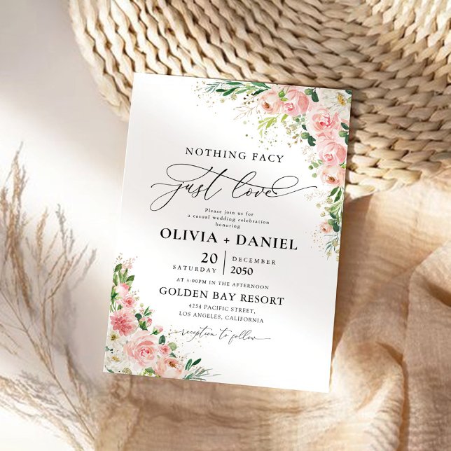 Blush Pink Rose Wedding Ceremony Invitation (Creator Uploaded)