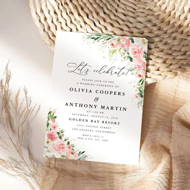 Blush Pink Rose Wedding Ceremony Invitation (Creator Uploaded)