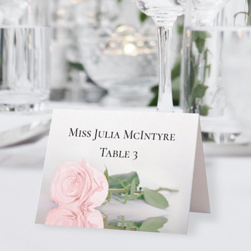 Blush Pink Rose Wedding DIY Fold Place Card