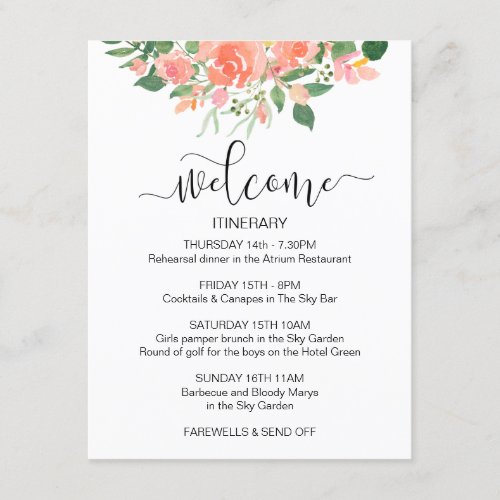 Blush Pink Rose Wedding Guest Welcome Enclosure Card