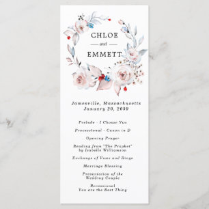 Blush Pink Rose Wedding Program