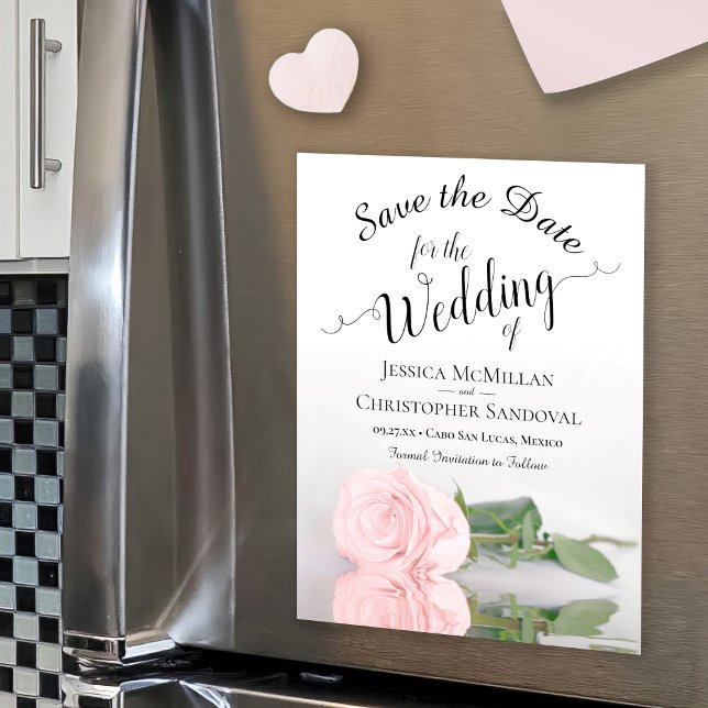 Blush Pink Rose Wedding Save the Date Magnet (Creator Uploaded)