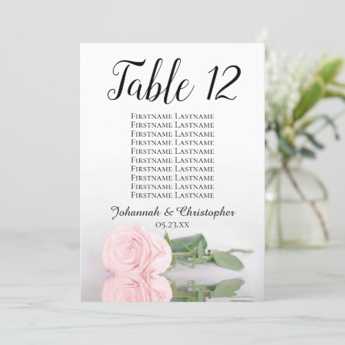 Blush Pink Rose Wedding Table Seating Chart Large