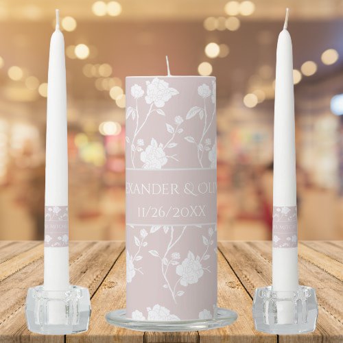 Blush Pink Rose Wedding Unity Candle Set