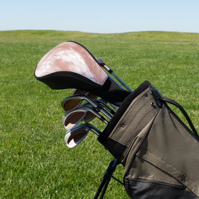 Blush Pink Rose White Snake Skin Golf Head Cover (In Situ)