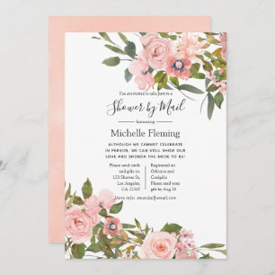 Blush Pink Roses Baby or Bridal Shower by Mail Invitation