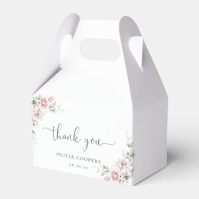 Blush Pink Roses Baby Shower Favor Box (Front Side)