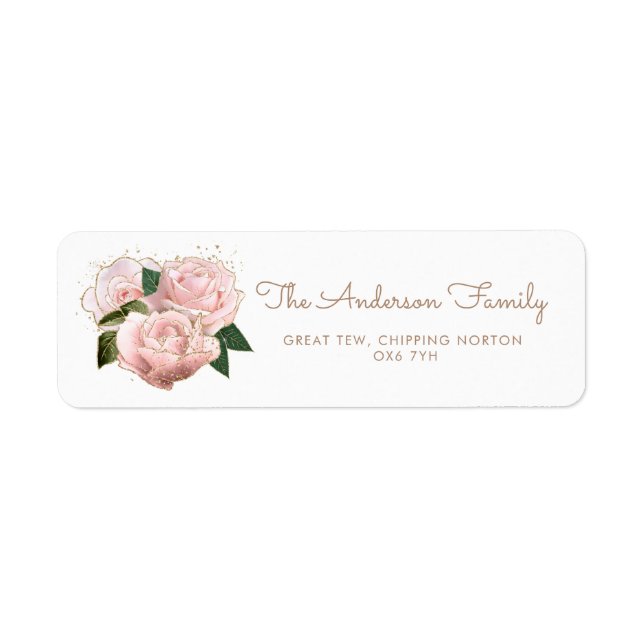 Blush Pink Roses Baptism Christening  Label (Front)