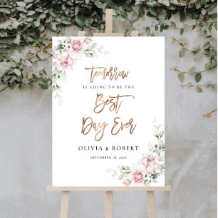 Blush Pink Roses Best Day Ever Foam Board