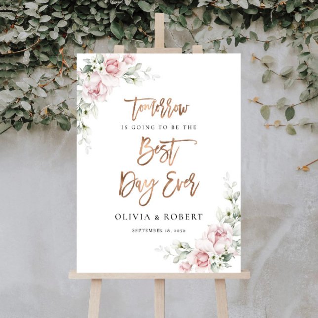 Blush Pink Roses Best Day Ever Foam Board (Creator Uploaded)