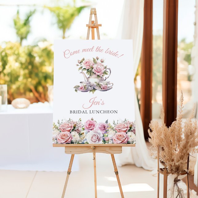 Blush Pink Roses Bridal Luncheon Tea Party Welcome Foam Board (Blush Pink Roses Bridal Luncheon Tea Party Welcome Foam Board)