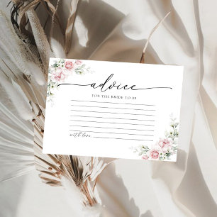 Blush Pink Roses Bridal Shower Advice Card