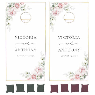 Blush Pink Roses Bridal Shower Cornhole Set