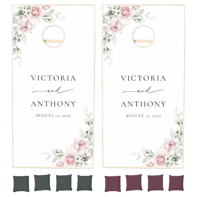 Blush Pink Roses Bridal Shower Cornhole Set (Set)