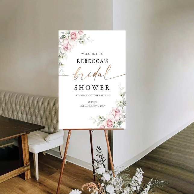 Blush Pink Roses Bridal Shower Foam Board (Creator Uploaded)