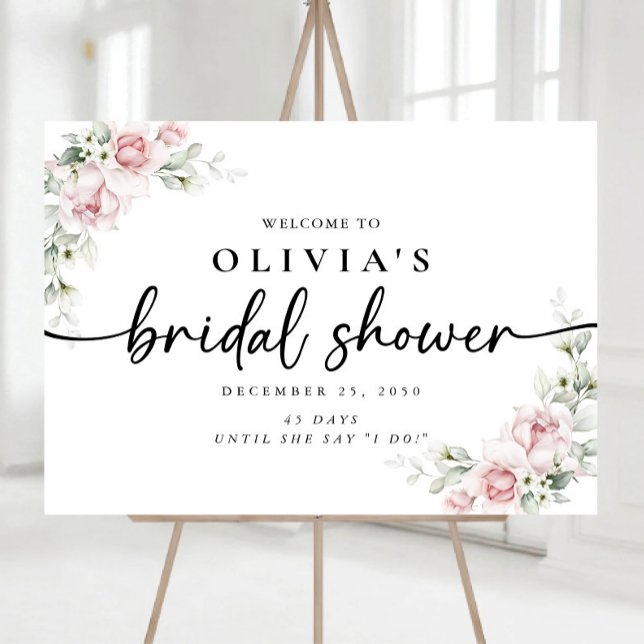 Blush Pink Roses Bridal Shower Foam Board (Creator Uploaded)