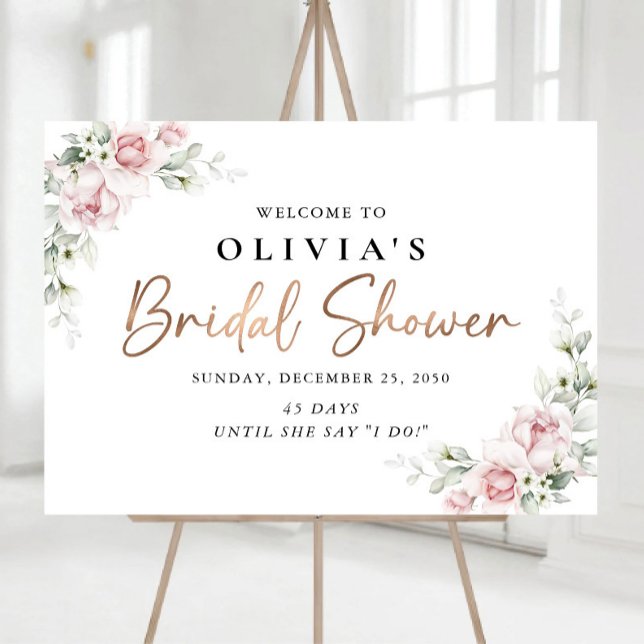 Blush Pink Roses Bridal Shower Foam Boards (Creator Uploaded)