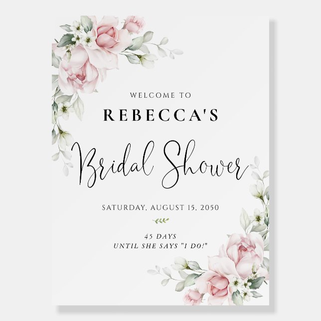 Blush Pink Roses Bridal Shower Foam Boards (Front)