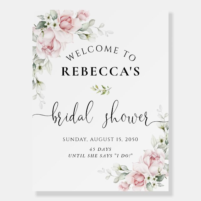 Blush Pink Roses Bridal Shower Foam Boards (Front)