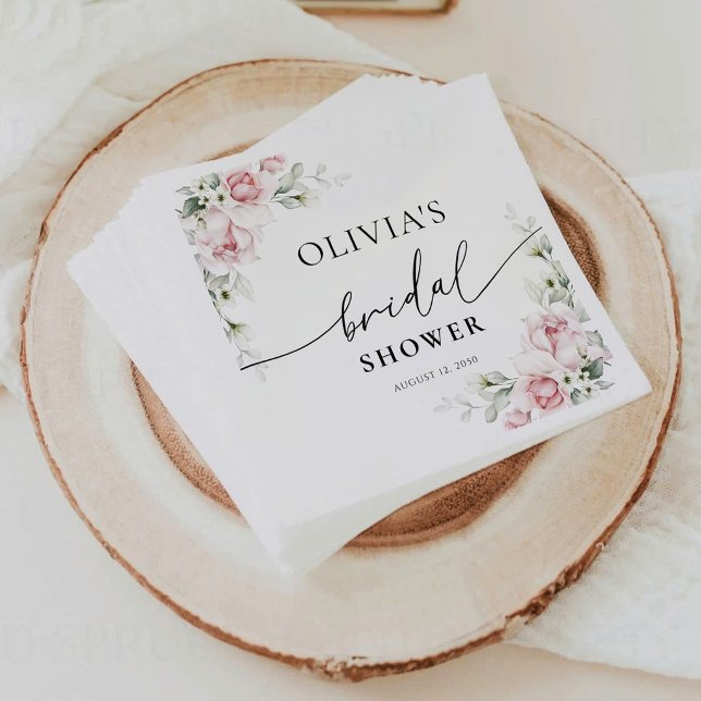 Blush Pink Roses Bridal Shower Napkin (Creator Uploaded)