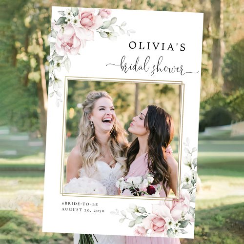 Blush Pink Roses Bridal Shower Photo Prop Foam Board