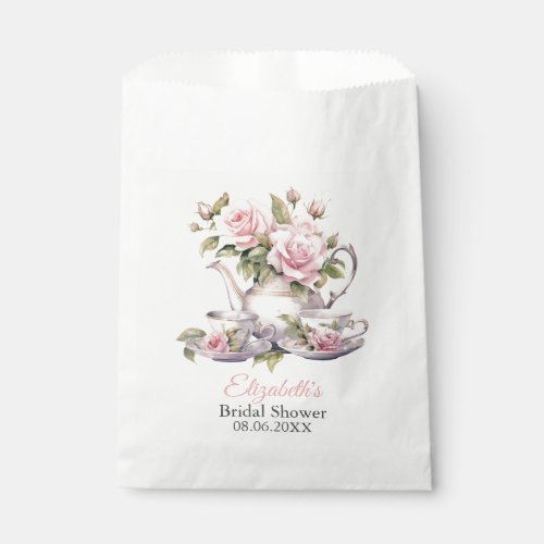 Blush Pink Roses Bridal Shower Tea Brunch Favor Bag