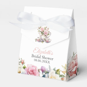 Blush Pink Roses Bridal Shower Tea Brunch Favor Boxes