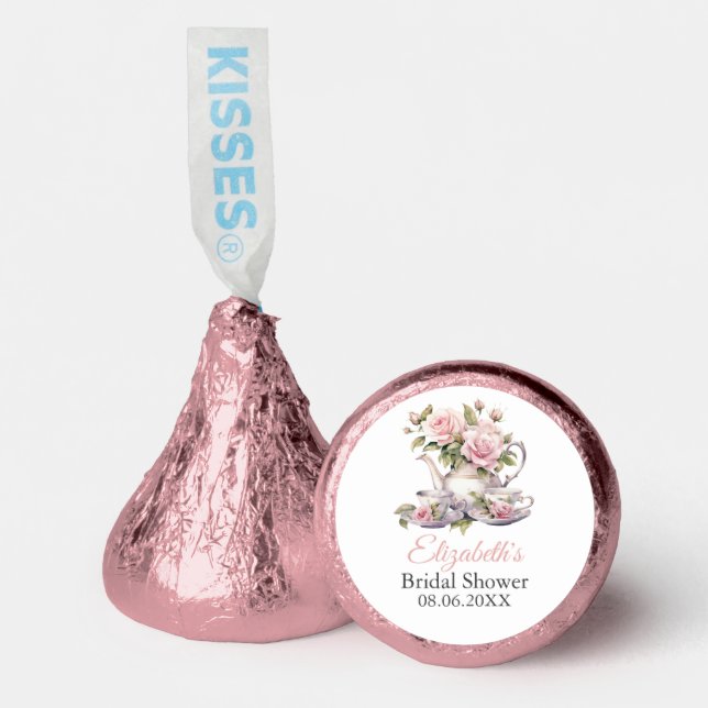 Blush Pink Roses Bridal Shower Tea Brunch Hershey®'s Kisses® (Front)