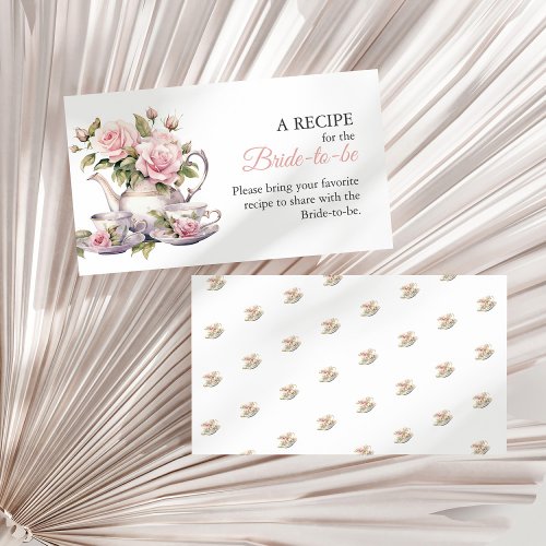 Blush Pink Roses Bridal Shower Tea Share A Recipe Enclosure Card