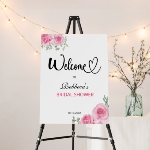 Blush Pink Roses Bridal Shower Welcome Foam Boards