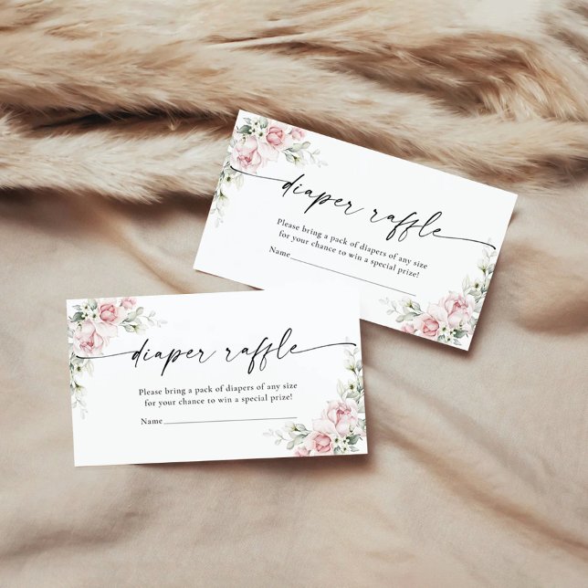 Blush Pink Roses Diaper Raffle Enclosure Card (Creator Uploaded)