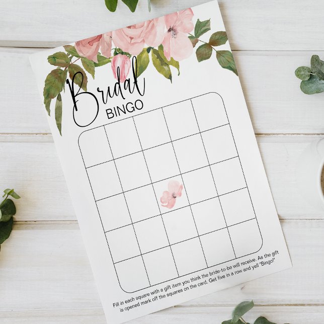 Blush Pink Roses Elegant Floral Bridal Bingo (Creator Uploaded)