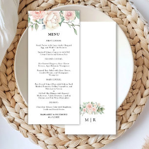 Blush Pink Roses Elegant Wedding Menu