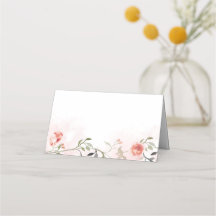 Blush Pink Roses Elegant Wedding Place Cards
