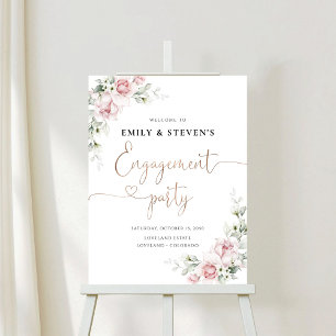 Blush Pink Roses Engagement Party Foam Board