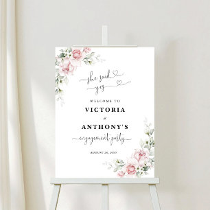 Blush Pink Roses Engagement Party Foam Board