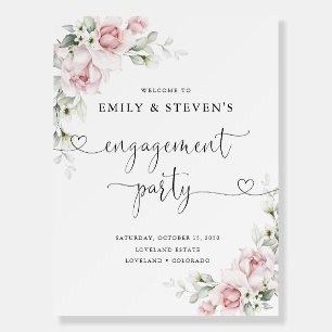 Blush Pink Roses Engagement Party Foam Boards