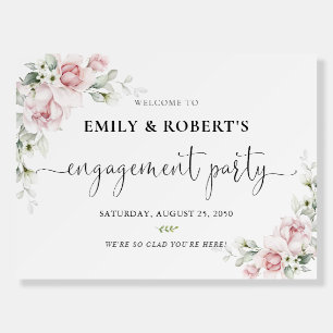Blush Pink Roses Engagement Party Foam Boards