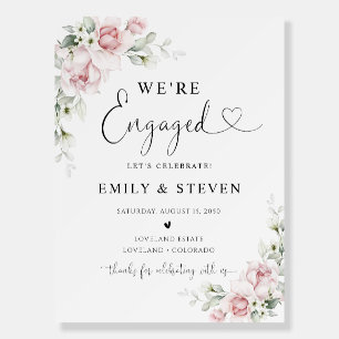 Blush Pink Roses Engagement Party Foam Boards