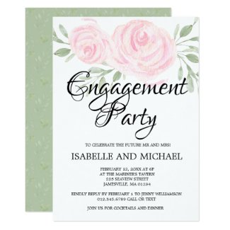 Blush Pink Roses Engagement Party Invitations