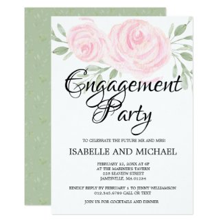 Blush Pink Roses Engagement Party Invitations