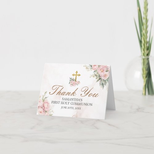 Blush pink Roses First Holy Communion Folded