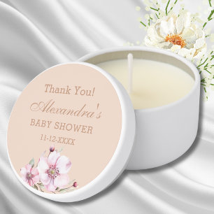  Blush Pink Roses Floral Baby Shower Thank You Mini Candle Favors
