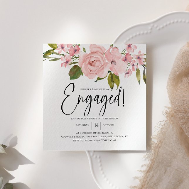 Blush Pink Roses Floral Elegant Engagement (Creator Uploaded)