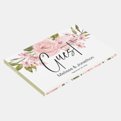 Blush Pink Roses Floral Elegant Wedding Guest Book