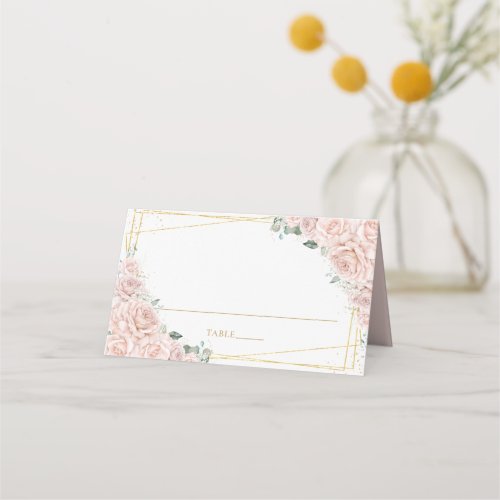 Blush Pink Roses Floral Gold Quinceañera Birthday