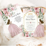Blush Pink Roses Floral Gold Quinceañera Sweet 16 Invitation<br><div class="desc">Personalize this elegant blush pink floral greenery Quinceañera / Sweet 16 birthday invitation easily and quickly. Simply click the customize it further button to edit the texts, change fonts and fonts colors. Featuring beautiful blush pink roses, greenery and a girl dressed in a blush pink ball gown. Add extra details...</div>