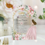 Blush Pink Roses Floral Quinceañera Sweet 16 Arch Acrylic Invitations<br><div class="desc">Personalize this elegant blush pink floral greenery Quinceañera / Sweet 16 birthday acrylic arch invitation easily and quickly. Simply click the customize it further button to edit the texts, change fonts and fonts colors. Featuring beautiful blush pink roses, greenery and a girl dressed in a blush pink ball gown. Matching...</div>