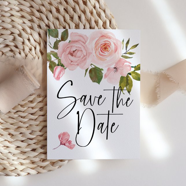 Blush Pink Roses Floral Save The Date (Creator Uploaded)