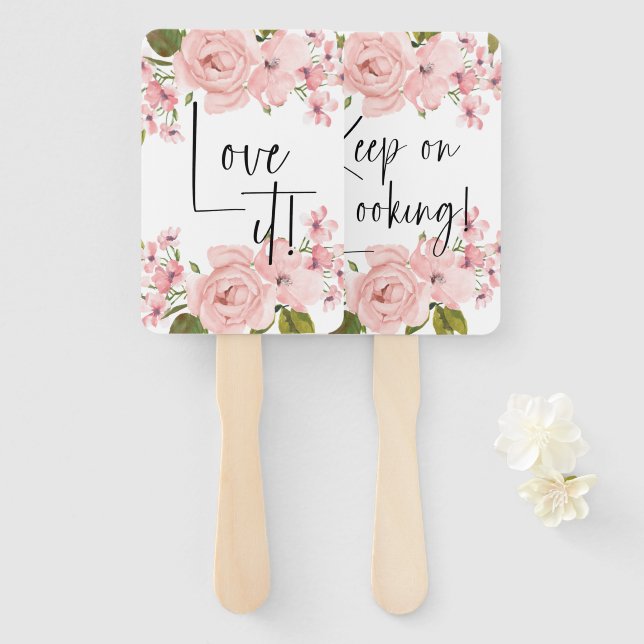 Blush Pink Roses Floral Say Yes To The Dress Hand Fan (Front and Back)